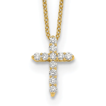 True Origin 14K Yellow Gold 1/4 carat Lab Grown Diamond VS+ F+ Complete 18 in Cross Necklace