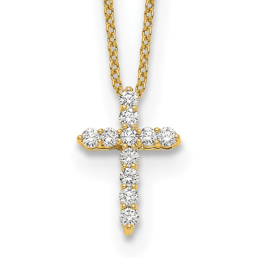 True Origin 14K Yellow Gold 1/4 carat Lab Grown Diamond VS+ F+ Complete 18 in Cross Necklace