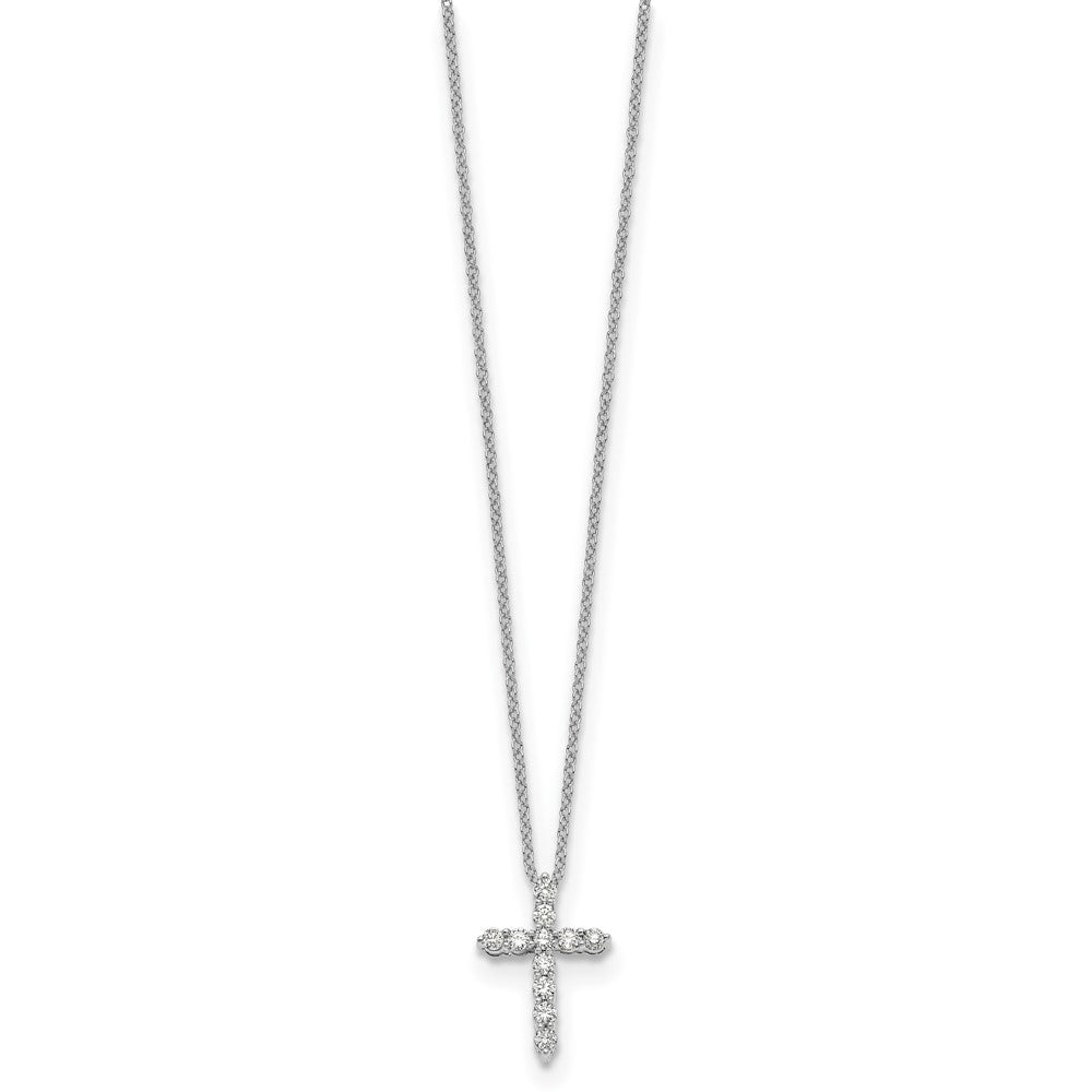 True Origin 14K White Gold 1/3 carat Lab Grown Diamond VS+ F+ Complete 18 in Cross Necklace