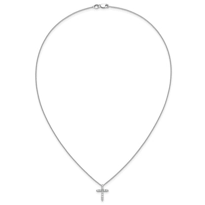 True Origin 14K White Gold 1/3 carat Lab Grown Diamond VS+ F+ Complete 18 in Cross Necklace