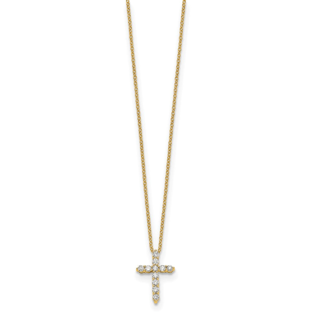 True Origin 14K Yellow Gold 1/3 carat Lab Grown Diamond VS+ F+ Complete 18 in Cross Necklace