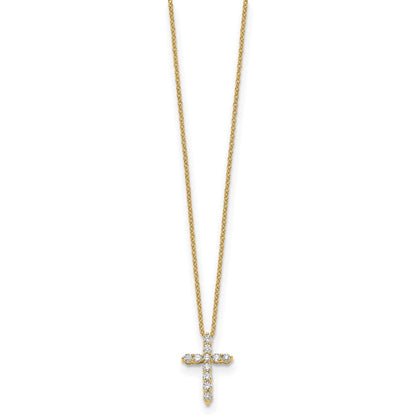 True Origin 14K Yellow Gold 1/3 carat Lab Grown Diamond VS+ F+ Complete 18 in Cross Necklace