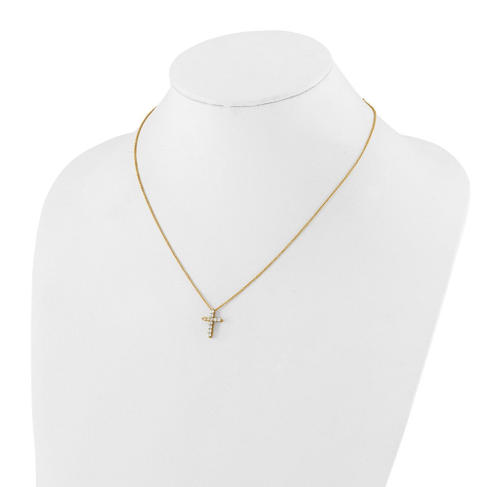 True Origin 14K Yellow Gold 1/3 carat Lab Grown Diamond VS+ F+ Complete 18 in Cross Necklace