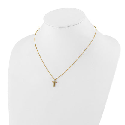 True Origin 14K Yellow Gold 1/3 carat Lab Grown Diamond VS+ F+ Complete 18 in Cross Necklace