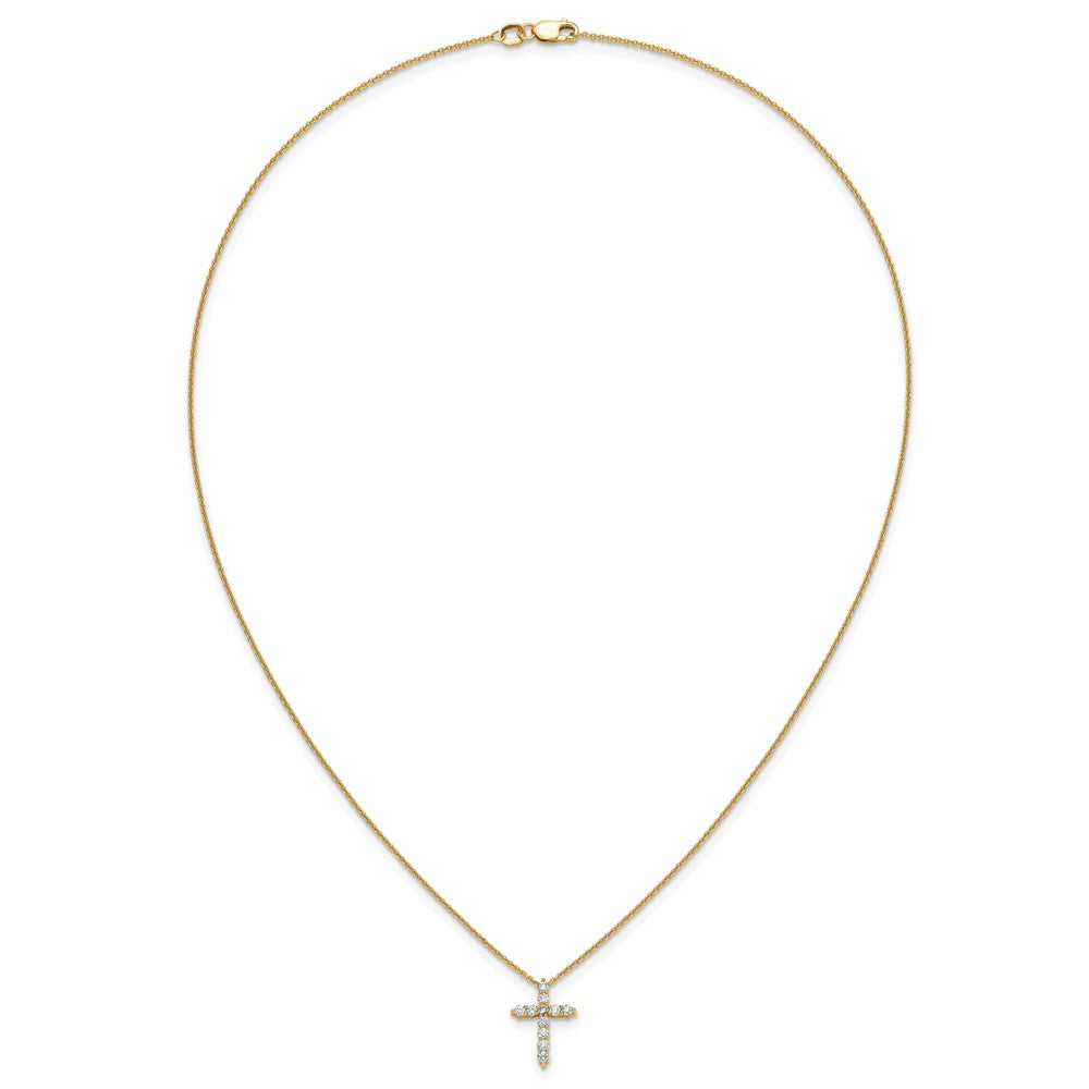 True Origin 14K Yellow Gold 1/3 carat Lab Grown Diamond VS+ F+ Complete 18 in Cross Necklace