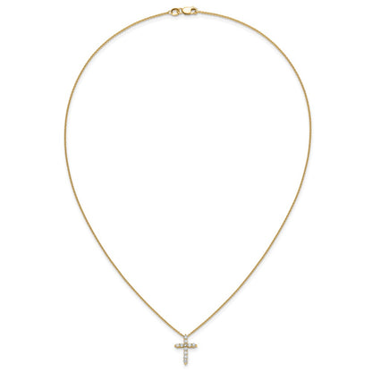 True Origin 14K Yellow Gold 1/3 carat Lab Grown Diamond VS+ F+ Complete 18 in Cross Necklace