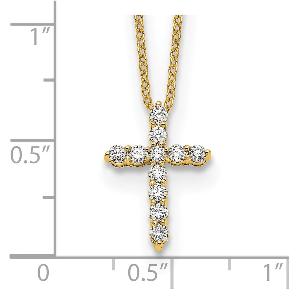 True Origin 14K Yellow Gold 1/3 carat Lab Grown Diamond VS+ F+ Complete 18 in Cross Necklace