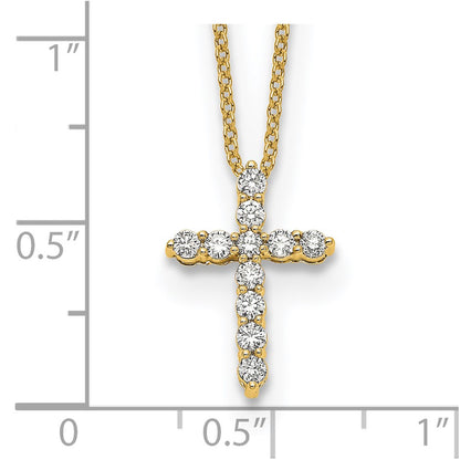 True Origin 14K Yellow Gold 1/3 carat Lab Grown Diamond VS+ F+ Complete 18 in Cross Necklace