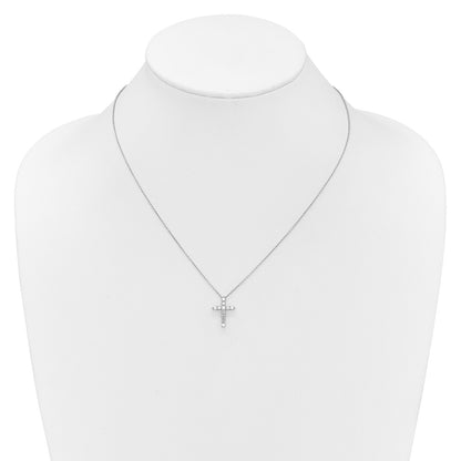 10k White Gold 1/2 carat Diamond Cross 18 inch Necklace