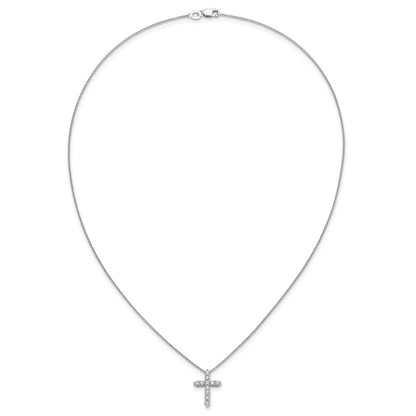 10k White Gold 1/2 carat Diamond Cross 18 inch Necklace