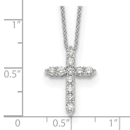 10k White Gold 1/2 carat Diamond Cross 18 inch Necklace