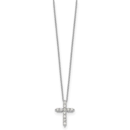 True Origin 14K White Gold 1/2 carat Lab Grown Diamond VS+ F+ Complete 18 in Cross Necklace