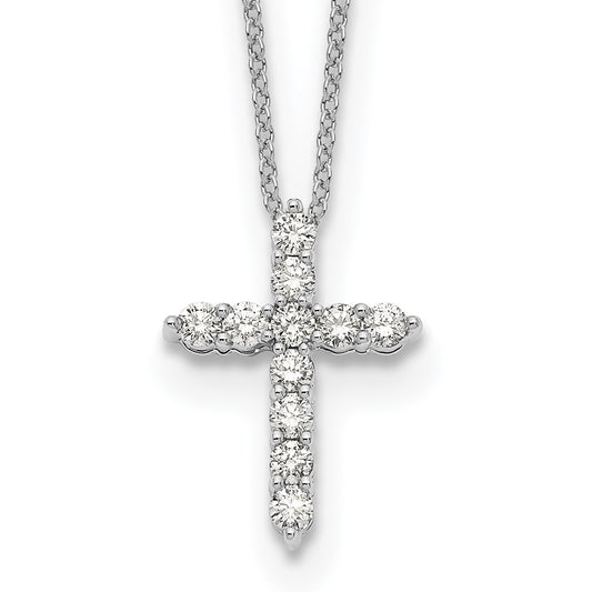 14k White Gold 1/2 carat Lab Grown Diamond VS/SI+ G+ Complete 18 inch Cross Pendant Necklace