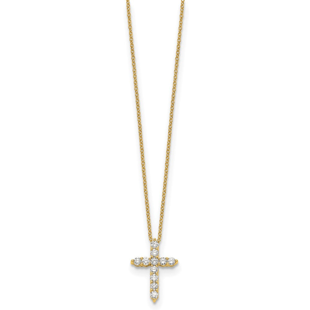 True Origin 14K Yellow Gold 1/2 carat Lab Grown Diamond VS+ F+ Complete 18 in Cross Necklace