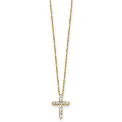True Origin 14K Yellow Gold 1/2 carat Lab Grown Diamond VS+ F+ Complete 18 in Cross Necklace