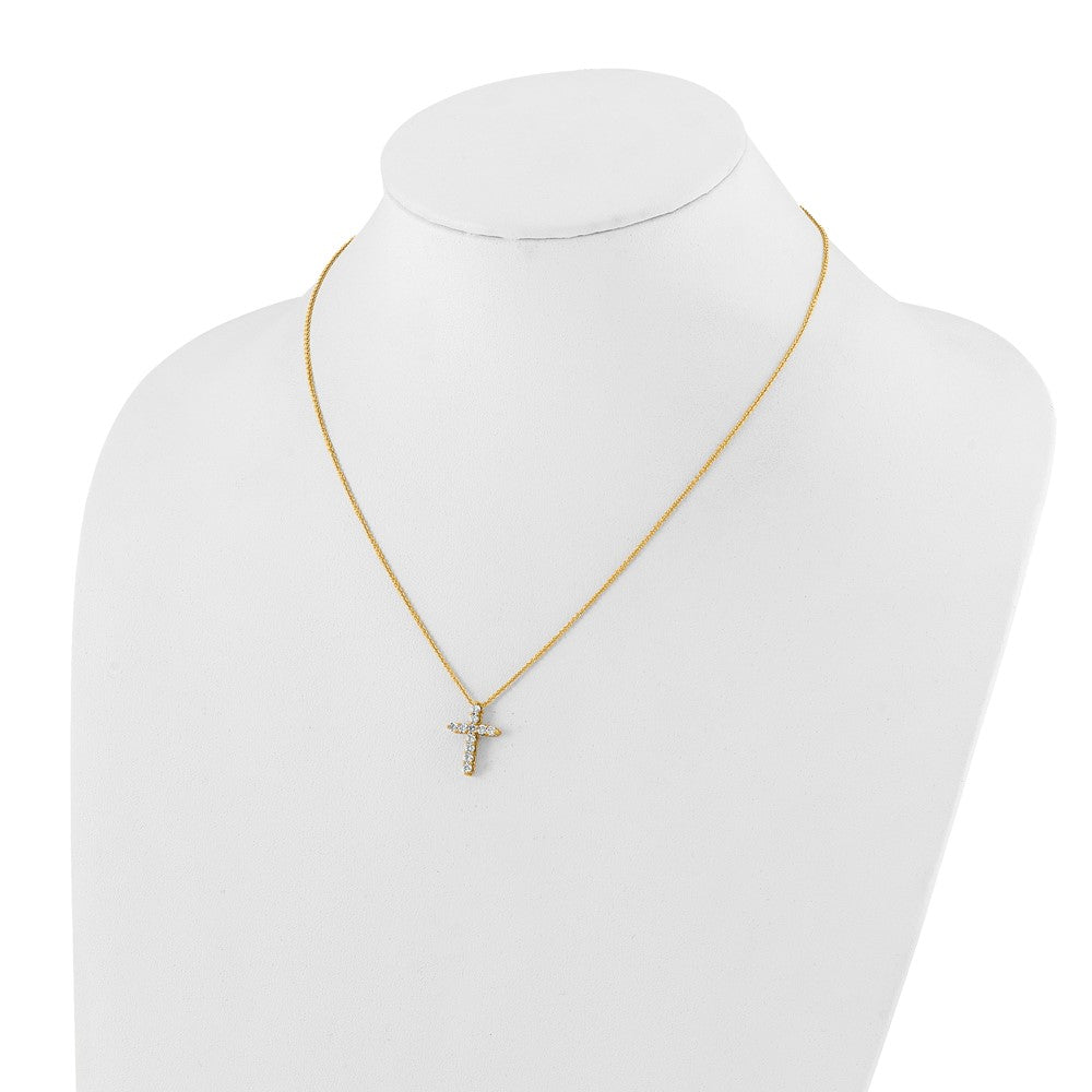 True Origin 14K Yellow Gold 1/2 carat Lab Grown Diamond VS+ F+ Complete 18 in Cross Necklace