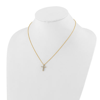 True Origin 14K Yellow Gold 1/2 carat Lab Grown Diamond VS+ F+ Complete 18 in Cross Necklace