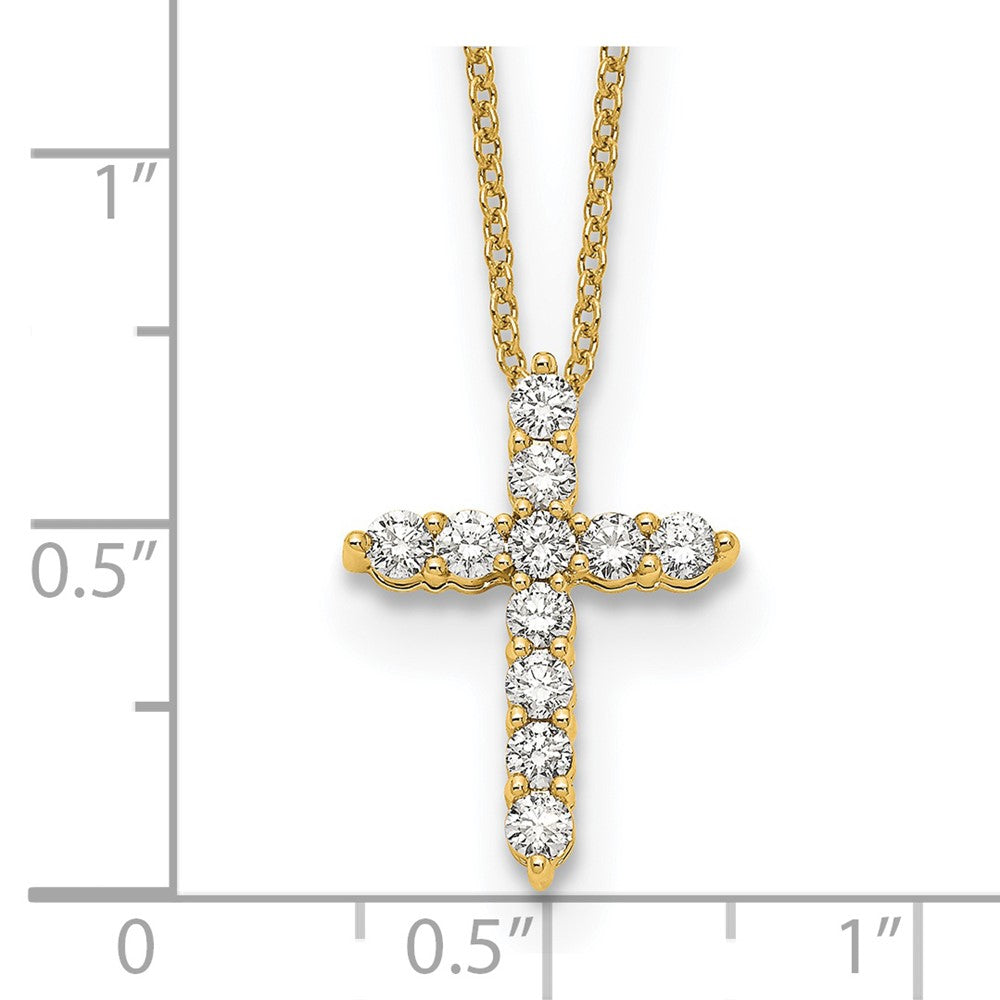 True Origin 14K Yellow Gold 1/2 carat Lab Grown Diamond VS+ F+ Complete 18 in Cross Necklace