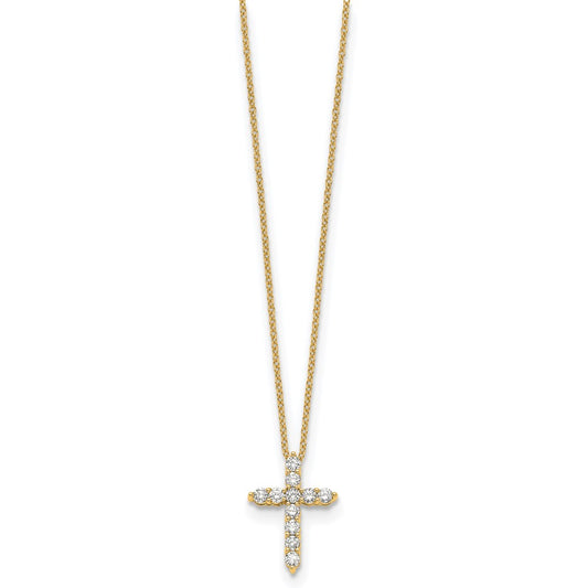 14k 1/2 carat Lab Grown Diamond VS/SI+ G+ Complete 18 inch Cross Pendant Necklace