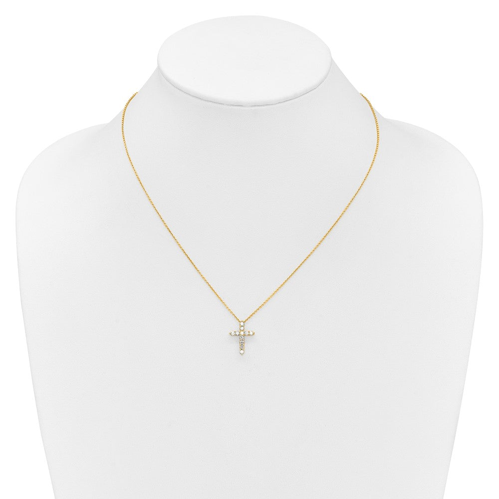 14k 1/2 carat Lab Grown Diamond VS/SI+ G+ Complete 18 inch Cross Pendant Necklace