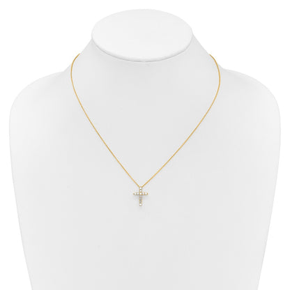 14k 1/2 carat Lab Grown Diamond VS/SI+ G+ Complete 18 inch Cross Pendant Necklace