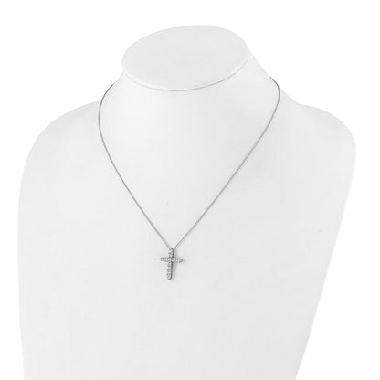 True Origin 14K White Gold 1 carat Lab Grown Diamond VS+ F+ Complete 18 in Cross Necklace