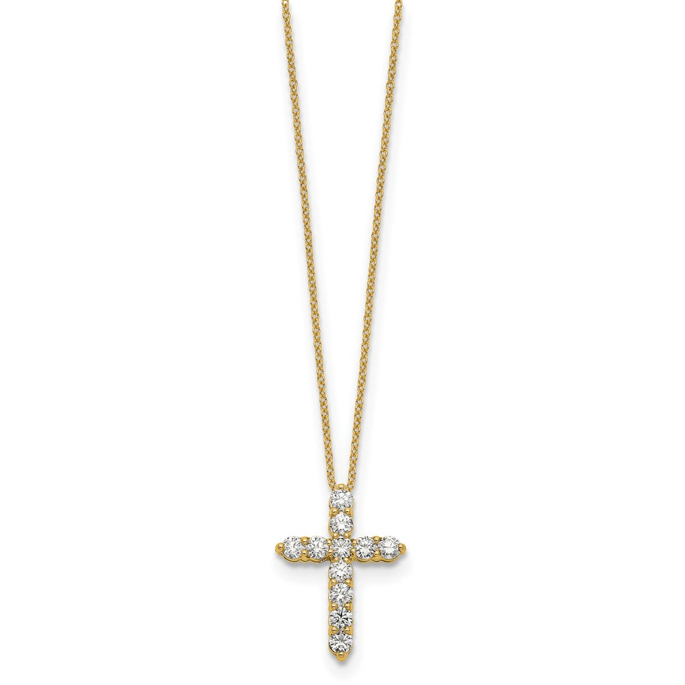 True Origin 14K Yellow Gold 1 carat Lab Grown Diamond VS+ F+ Complete 18 in Cross Necklace