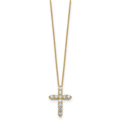 True Origin 14K Yellow Gold 1 carat Lab Grown Diamond VS+ F+ Complete 18 in Cross Necklace