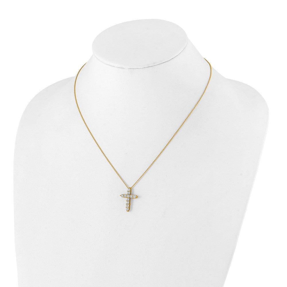 True Origin 14K Yellow Gold 1 carat Lab Grown Diamond VS+ F+ Complete 18 in Cross Necklace