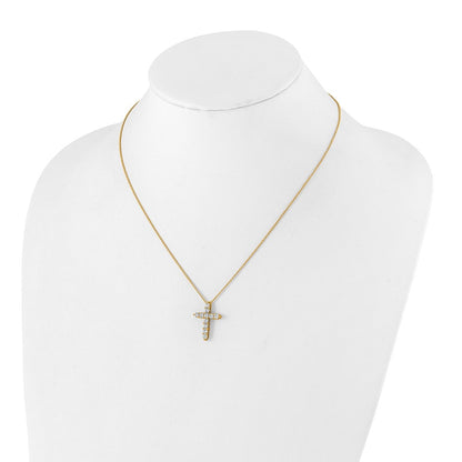 True Origin 14K Yellow Gold 1 carat Lab Grown Diamond VS+ F+ Complete 18 in Cross Necklace