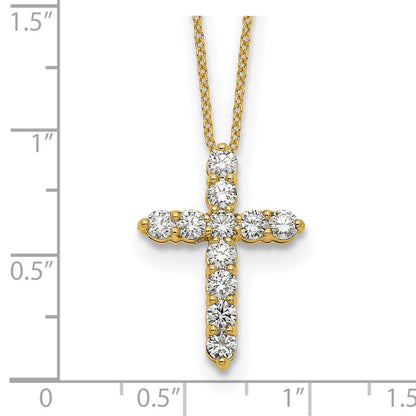 True Origin 14K Yellow Gold 1 carat Lab Grown Diamond VS+ F+ Complete 18 in Cross Necklace