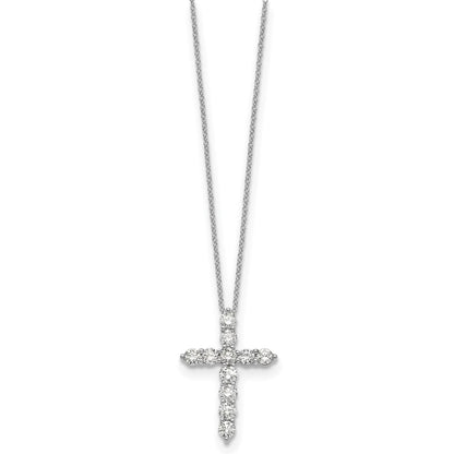 True Origin 14K White Gold 1 1/2 carat Lab Grown Diamond VS+ F+ Complete 18 in Cross Necklace