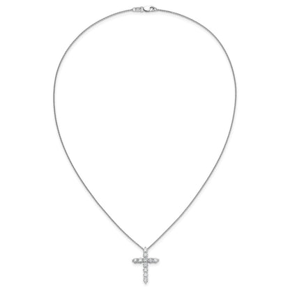 True Origin 14K White Gold 1 1/2 carat Lab Grown Diamond VS+ F+ Complete 18 in Cross Necklace