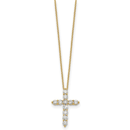 True Origin 14K Yellow Gold 1 1/2 carat Lab Grown Diamond VS+ F+ Complete 18 in Cross Necklace