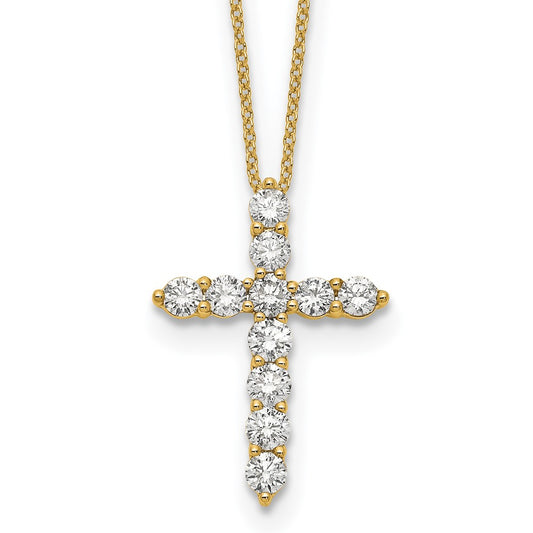 True Origin 14K Yellow Gold 1 1/2 carat Lab Grown Diamond VS+ F+ Complete 18 in Cross Necklace
