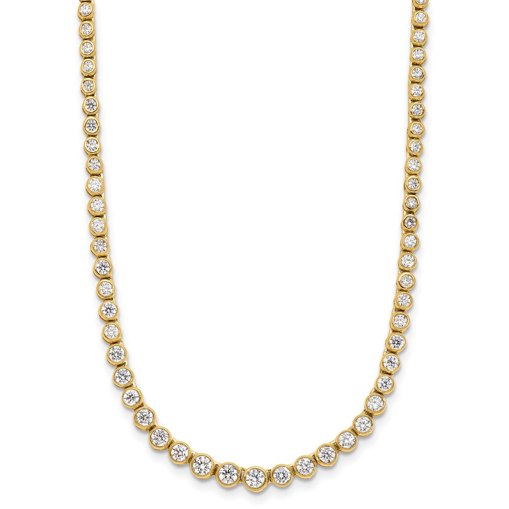 14k 3 carat Lab Grown Diamond VS/SI+ G+ 16 inch with a 2 inch extension Graduated Bezel Set Tennis Necklace