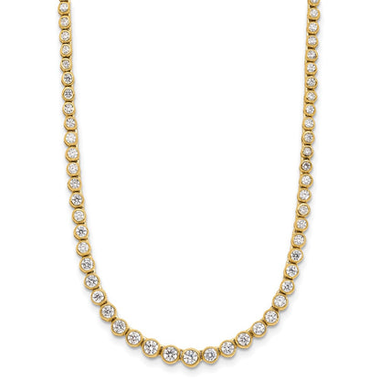 14k 3 carat Lab Grown Diamond VS/SI+ G+ 16 inch with a 2 inch extension Graduated Bezel Set Tennis Necklace