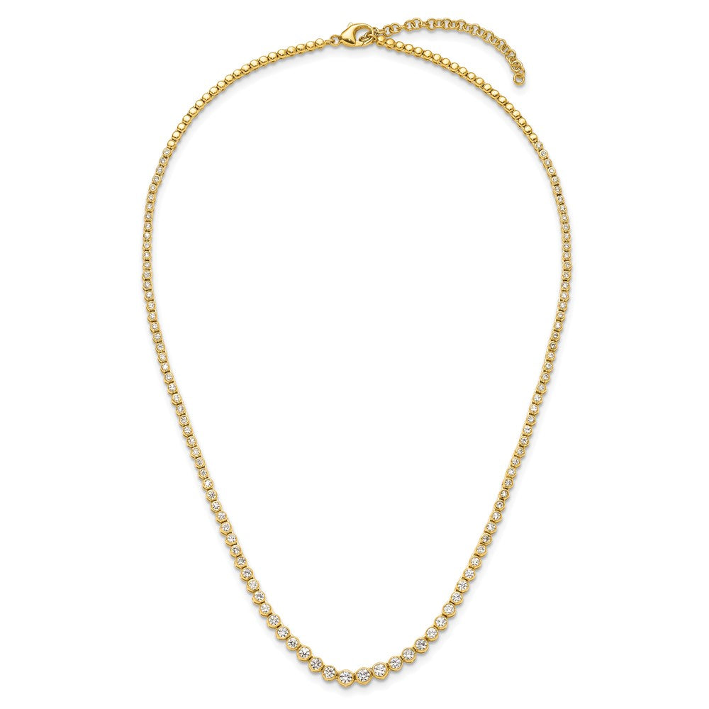 14k 3 carat Lab Grown Diamond VS/SI+ G+ 16 inch with a 2 inch extension Graduated Bezel Set Tennis Necklace