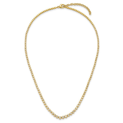 14k 3 carat Lab Grown Diamond VS/SI+ G+ 16 inch with a 2 inch extension Graduated Bezel Set Tennis Necklace