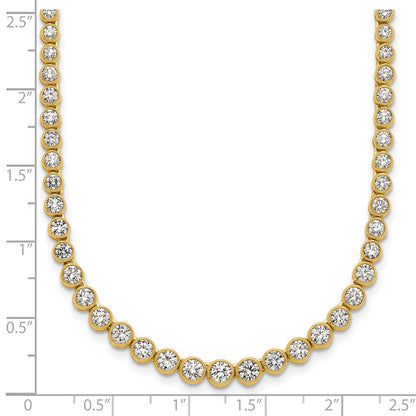 14k 5 carat Lab Grown Diamond VS/SI+ G+ 16 inch with a 2 inch extension Graduated Bezel Set Tennis Necklace