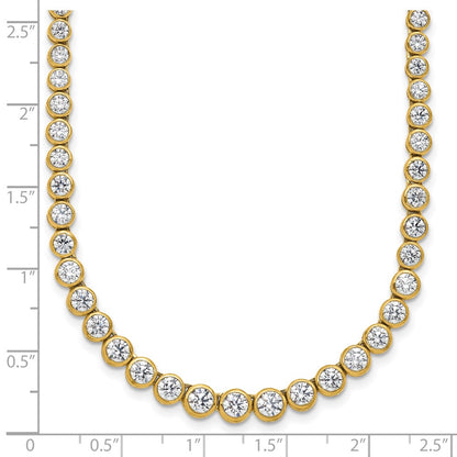 14k 7 carat Lab Grown Diamond VS/SI+ G+ 16 inch with a 2 inch extension Graduated Bezel Set Tennis Necklace