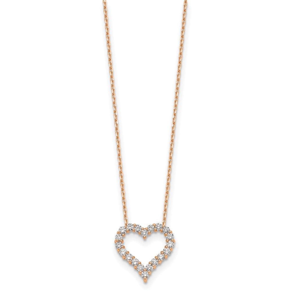 True Origin 14K Rose Gold 1 carat Lab Grown Diamond VS+ F+ Complete 18 in Hearts Pendant Necklace