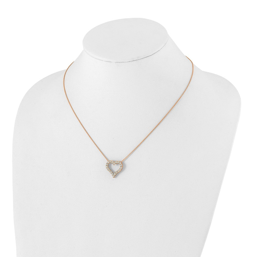 True Origin 14K Rose Gold 1 carat Lab Grown Diamond VS+ F+ Complete 18 in Hearts Pendant Necklace