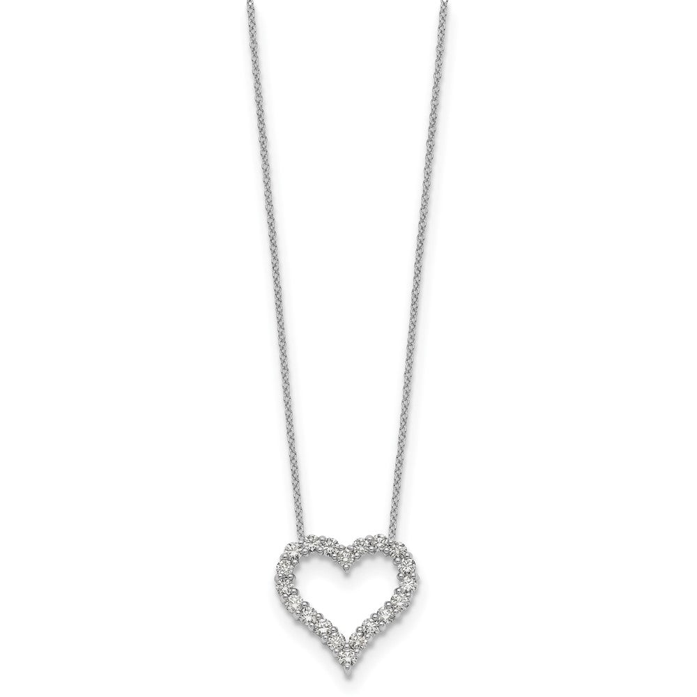 True Origin 14K White Gold 1 carat Lab Grown Diamond VS+ F+ Complete 18 in Hearts Pendant Necklace