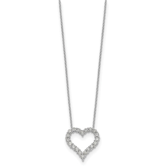 True Origin 14K White Gold 1 carat Lab Grown Diamond VS+ F+ Complete 18 in Hearts Pendant Necklace