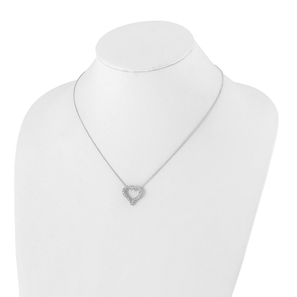 True Origin 14K White Gold 1 carat Lab Grown Diamond VS+ F+ Complete 18 in Hearts Pendant Necklace