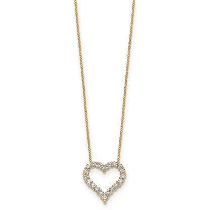 14k 1 carat Lab Grown Diamond VS/SI+ G+ Complete 18 inch Heart Necklace
