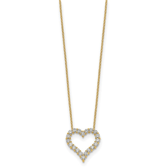 14k 1 carat Lab Grown Diamond VS/SI+ G+ Complete 18 inch Heart Necklace