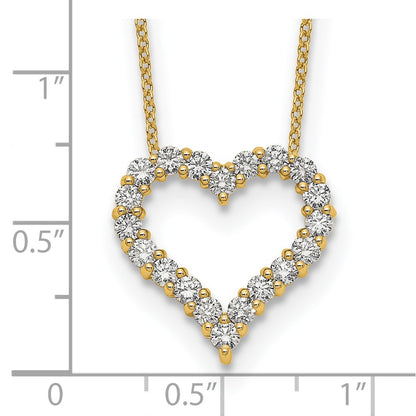 True Origin 14K Yellow Gold 1 carat Lab Grown Diamond VS+ F+ Complete 18 in Hearts Pendant Necklace