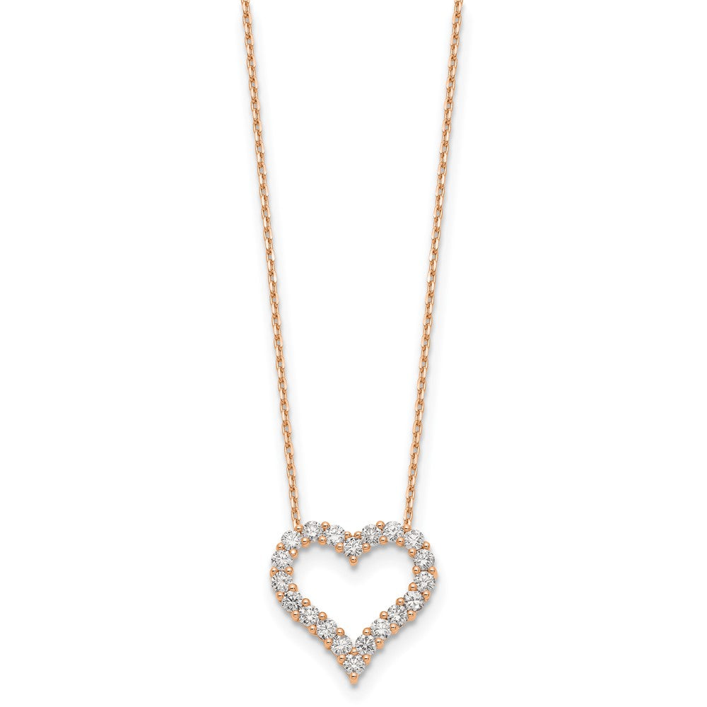 True Origin 14K Rose Gold 1 1/2 carat Lab Grown Diamond VS+ F+ Complete 18in Open Heart Necklace